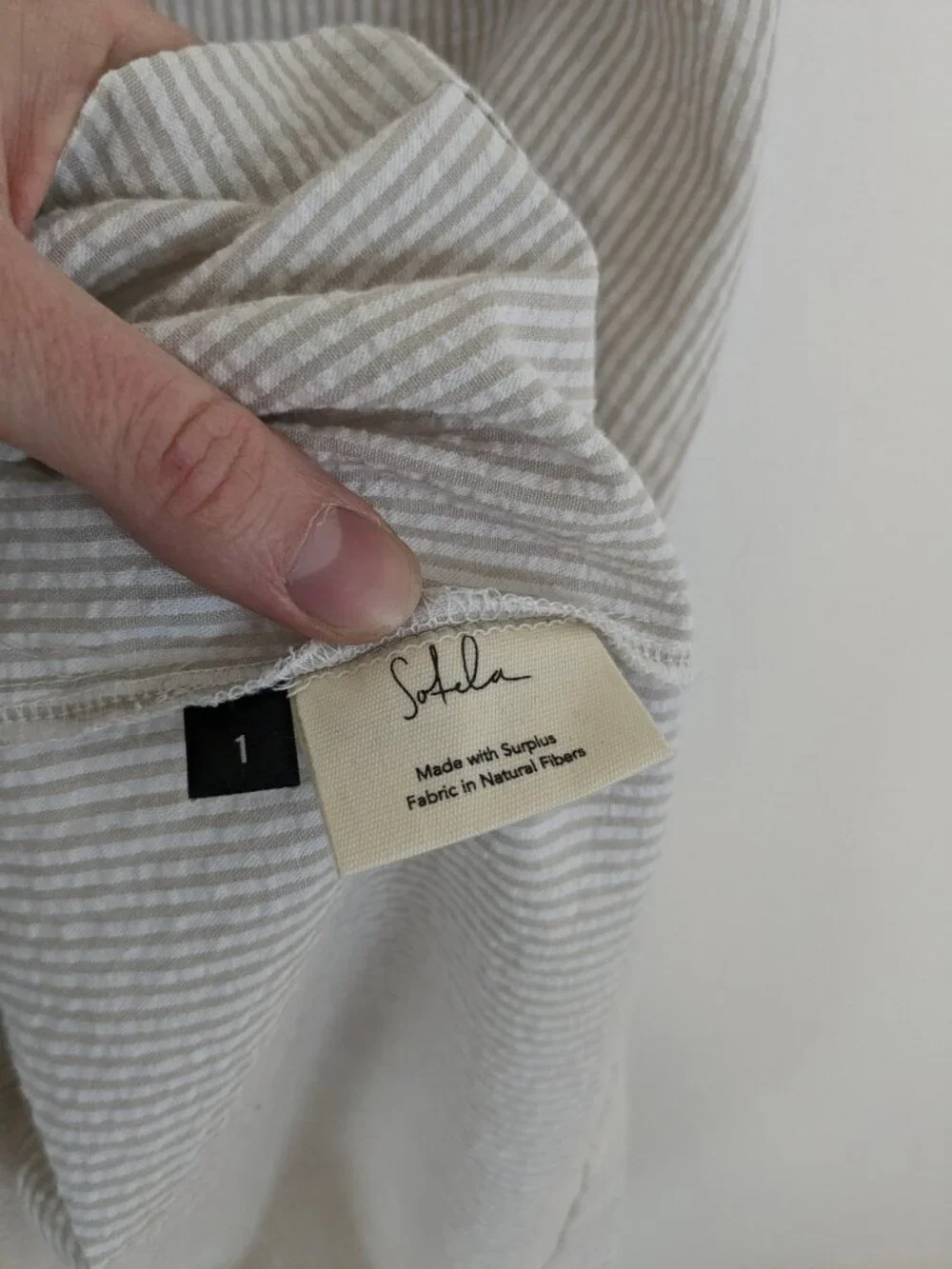 Sotela Shift Dress Beige Tan & White Vertical Stripe - Picture 6 of 8